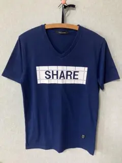 VENCE EXCHANGE ネイビー SHARE Vネック Tシャツ Ｌサイズ