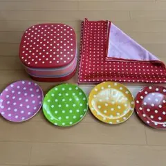 ミタニ山中漆器製 cheri チェリ　2段ランチボックス　風呂敷　取皿のセット