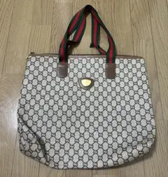 OLD GUCCI PVC トートバッグ GG柄 ロゴプレート