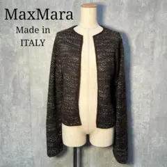 イタリア製☆ MaxMara 好配色 モヘア混ウールニットハオリ 白タグ