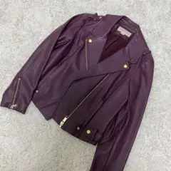 マイケルコース ライダースジャケット M ボルドー 金ボタン