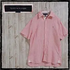美品 トミーヒルフィガー TOMMY HILFIGER 半袖 シャツ L リネン