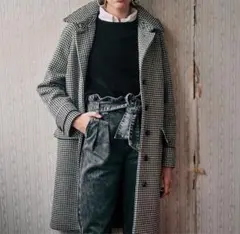 sezane セザンヌ 千鳥格子 モノトーン フード付き コート 36 新品