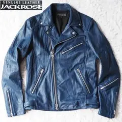 ジャックローズ JACK ROSE レザーライダースジャケット 羊革 ネイビー3