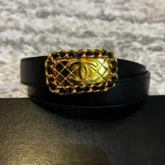 CHANEL シャネル ココマーク ロゴ マトラッセ 編み込み ベルト バックル