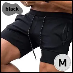 【メンズ・ショートパンツ Mサイズ】トレーニング ルームウェア ブラック