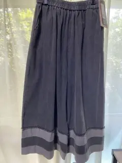 バイカラーフレアデニムパンツ　黒　フリーサイズ ABITOKYO