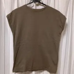カーキ Mサイズ ノースリーブシャツ 綿100%