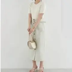 アースミュージックアンドエコロジー♡2WAYサス付きナロースカート S ミント色