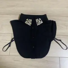 つけ襟　黒　ビジュー付き