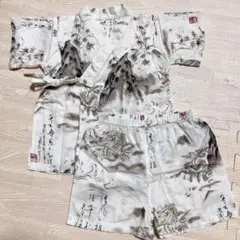 甚平 じんべい 上下セット 90cm 和風デザイン 男の子 女の子 白 ホワイト