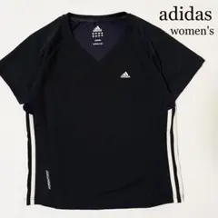 adidas Vネック プラシャツ ランニングシャツ ブラック レディース L