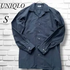 UNIQLOユニクロ　オープンカラーシャツ　紺　み　無地