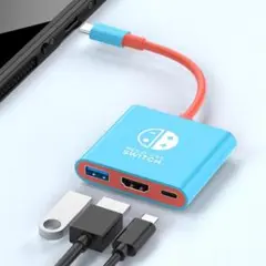 Switch ドック テレビ出力 HDMI Type-C (青 赤)