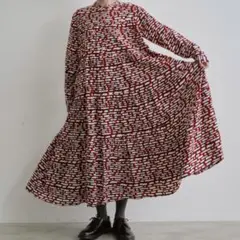新品　manana suerte オリジナルプリントティアードワンピース
