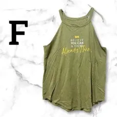 キャミソール　カーキ　Tシャツ【フリー】 プリント　ノースリーブ　海外　USA
