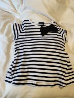 【新品】BeBe ストライプリボンTシャツ 90