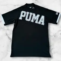 PUMA モックネックシャツ XL メンズ ゴルフ 黒 ビッグロゴ　半袖