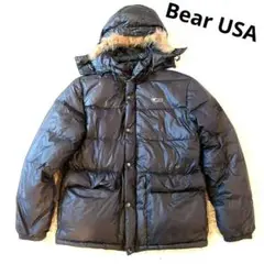 Bear USA ベア　ファー付ダウンジャケット　ブラック　フード　刺繍　黒