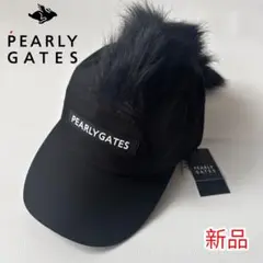 【新品】パーリーゲイツ　メンズゴルフキャップ　帽子　たてがみ付き　ブラック