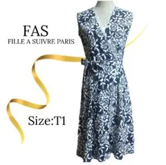 ☆美品☆FAS　ラップワンピース　インポート　ネイビー　花柄