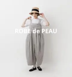 ROBE de PEAU リネンワイドサロペット　グレー