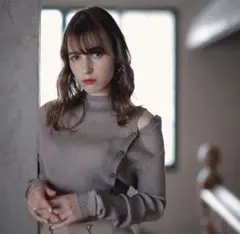Riu Shoulder button rib knit ベージュ Rちゃん