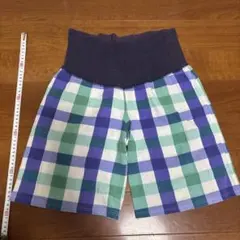 青系チェック　マタニティM〜L ステテコ　ハーフパンツ