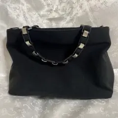 フェラガモ★バンドバッグ★キャンバス★ヴァラチェーン★黒系★美品