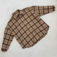 WEGO チェック柄シャツ 長袖 前ボタン 起毛 ベージュ Mサイズ