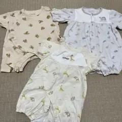 ロンパースセット 3点　恐竜　半袖　ベビー服　動物　カバーオール