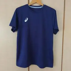 アシックス ドライ 半袖Tシャツ ワンポイント ネイビー L
