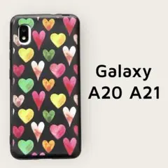Galaxy A20/A21 カラフル ハート カバー