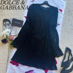 【良品】DOLCEu0026GABBANA 総レースワンピース ブラック ドレス 40