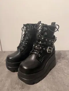 厚底ブーツ レディース 黒 22.5cm