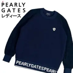 PEARLY GATES パーリーゲイツ ボア切替 ニットセーター ネイビー 0