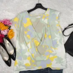 Y5168*最高級☆グレースコンチネンタル☆総柄☆とろみ☆ブラウス☆ベージュ