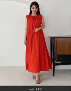 【洗える】ワッシャ―ティア―ドワンピース