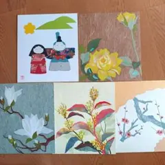 ちぎり絵5枚(色紙サイズ)