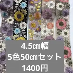 インド刺繍リボン　50センチ5色セット