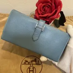 ❣️エルメス❣️HERMESベアン 新型 三つ折り財布ブルージーン✨ヴォーエプソン✨