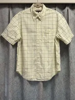 Kent 黄緑 グリーン 綿 半袖 シャツ チェック柄 ケント