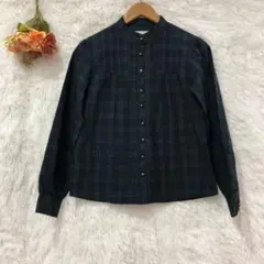 ★SALLY'S★サリーズ ノーカラー チェック シャツ 【M】 ネルシャツ 綿