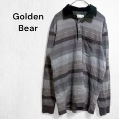 ゴールデンベア ポロシャツ ラガーシャツ 長袖 ボーダー柄 トップス 綿混 M