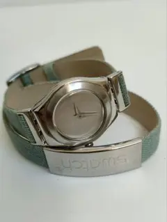 電池交換済み swatch スウォッチ デニム 腕時計 ブレスレット 二重
