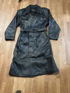 美品　Wind Armor 本革ロングトレンチコート Lサイズ ブラック　ニチワ