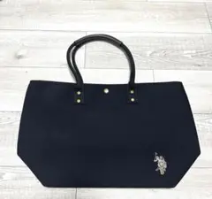 美品 US POLO ASSN トートバッグ パンチング 黒 大容量 A4