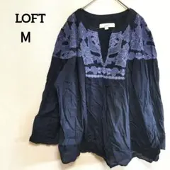 LOFT ロフト【М】 刺繍入りネイビープルオーバー トップス 海外古着