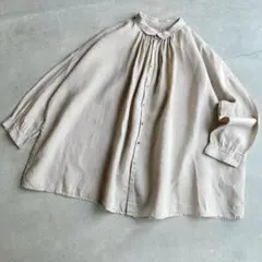 美品✦ฺパドカレ リネンブラウス シャツ 刺繍　ウエストリボン　フレアシルエット