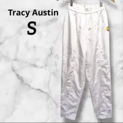 Tracy Austin ホワイトパンツ スウェット　刺繍ロゴ　花　Sサイズ